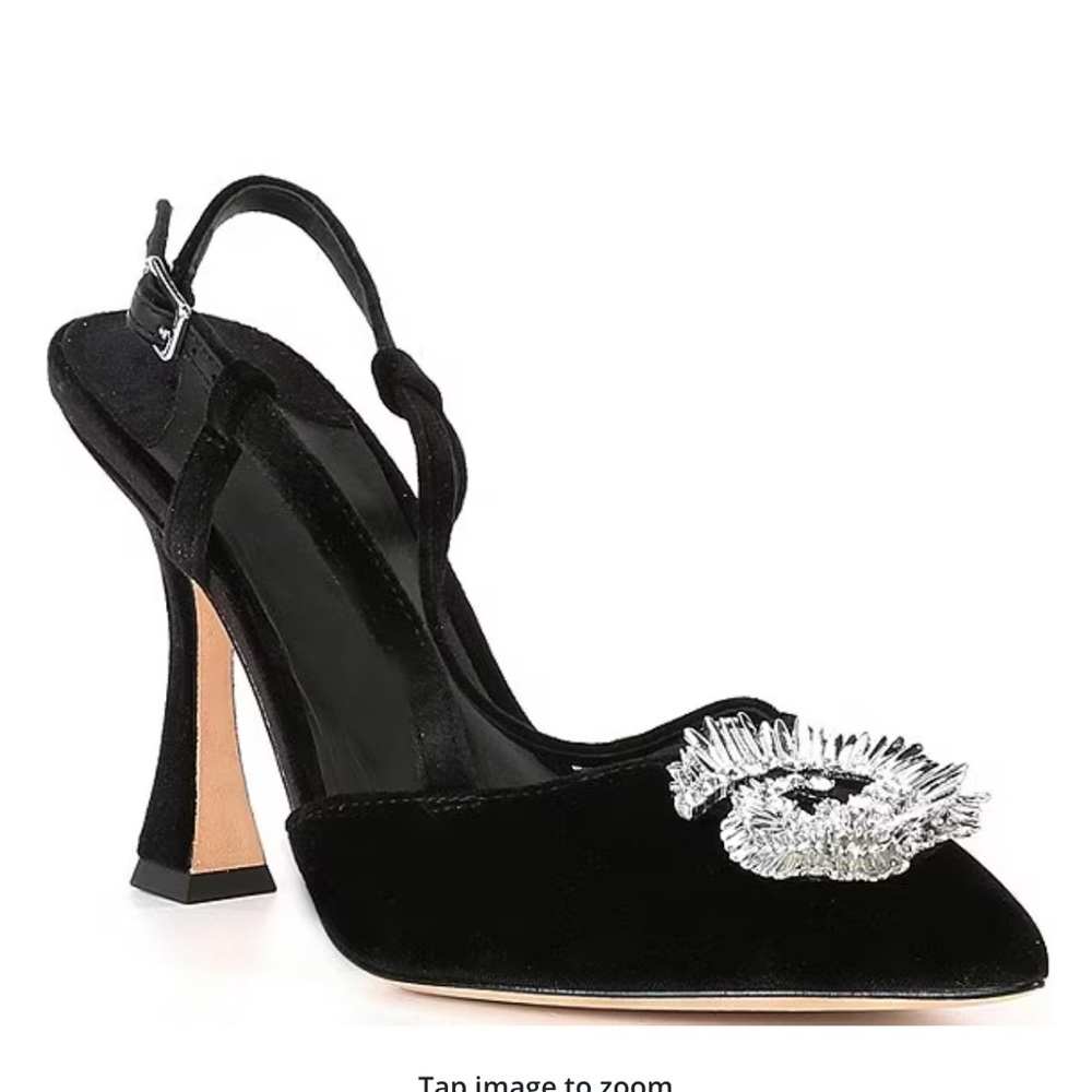Antonio Melani Elegant Black Slingback Heels with Silver Embellishment